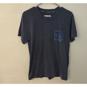 Abercrombie & Fitch L Dark Heather Pocket Tee T-Shirt Navy Blue Chest Pocket
